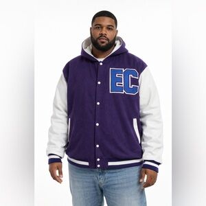 Men's Purple and White Varsity Jacket